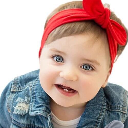 ARLONEET Baby rabbit ear bow headband hair band Kids Girls Rabbit Bow Ear Hairband Headband Turban Knot Head Wraps W1207