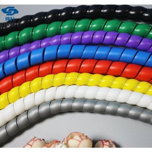 2M 12MM Spiral Wire Organizer Wrap Tube Flame retardant colorful spiral bands diameter Cable casing Cable Sleeves Winding pipe