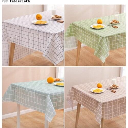 Disposable PVC Plastic White Checkered Rectangular Table Cloth Restaurant Hotel Party Supplies