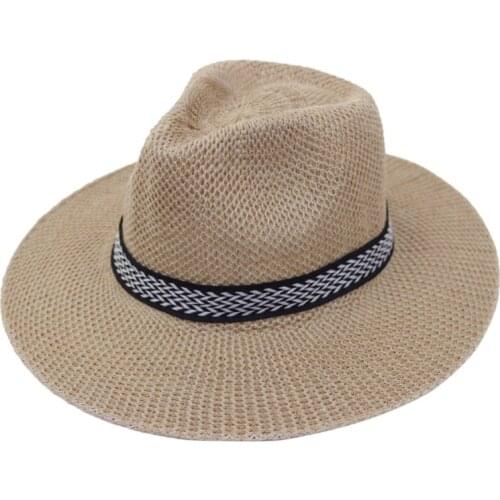 LNPBD 2017 Women Men Summer Wide Brim Acrylic Cap Unisex Panama Hat Contracted style With Black and White Ribbon