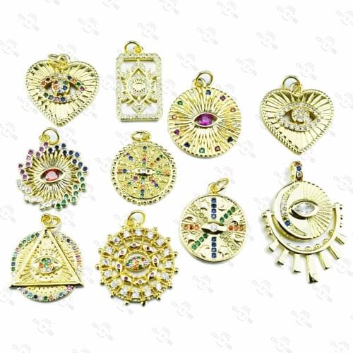 DIY Evil Eye Charms Jewelry Making Supplies for Handmade Micro Pave Zircon Enamel Greek Evil Eye Pendants Accessories