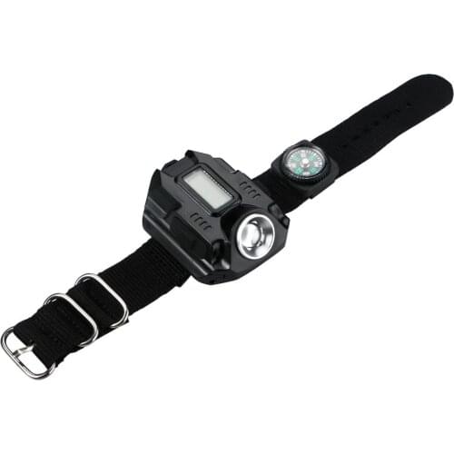 Portable Tactical LED Wrist Watch Flashlight Display Rechargeable Torch Built in lithium-ion battery