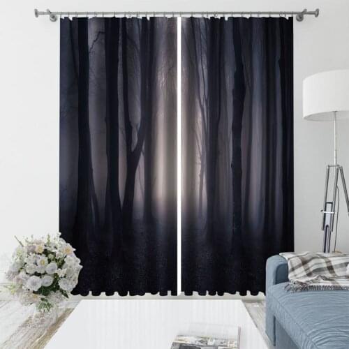 Luxury Blackout 3D Window Curtain For Living Room grey forest curtains 3D Window Curtains For Living Room Bedroom