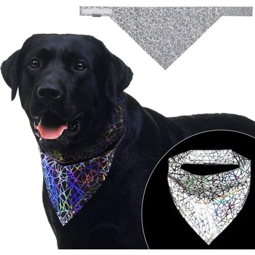 Fashion Reflective Pet Bandana Holographic Luminous Pet Dog Scarf Reflective Branded Scarf Colorful Puppy Dog Accessories