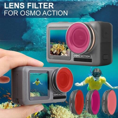 SUNNYLIFE 2pcs Purple Red Diving Lens Filter + 1pcs Pink Snorkel Lens Filter for DJI OSMO Action Camera Lens Accessories Gadgets