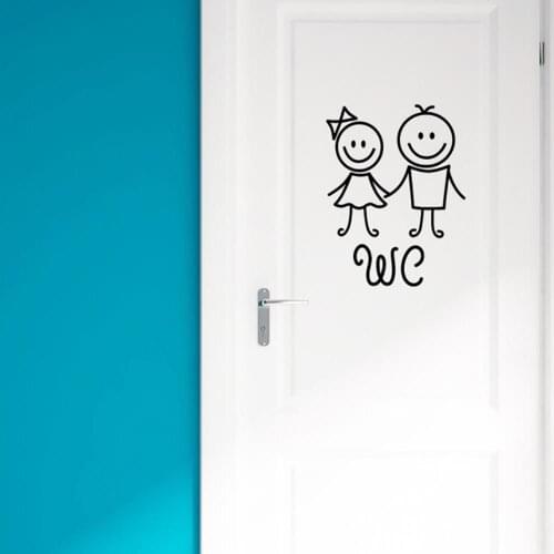 Toilet men and women toilet entrance sign door stickers home decoration creative pattern wall decals DIY funny PVC bathroom stic