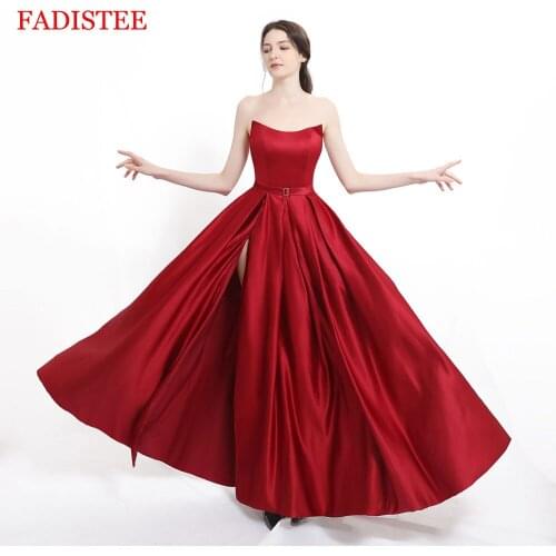 New arrival glorious strapless vestidos de fiesta prom party Evening Dresses robe de soiree ballkleid side slit with pockets