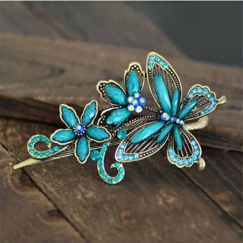 WWLB Brands Women Vintage Barrettes Hair Ornaments Gold Color Metal Hair Clip For Girls Rhinestone Resin Hairpin Hair Jewelry