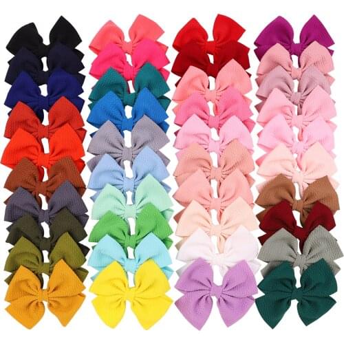 40Colors 1Piece Cute Nylon Bowknot Hair Clips For Girls Handmade Safety Hairpins Boutique Sweet Barrettes Kids Hair Accessories