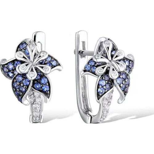 New Fashion Clip Earrings S925 Silvery Charm Flower Two Color Jewelry For Women Wedding Party Exquisite Elegant Accessories