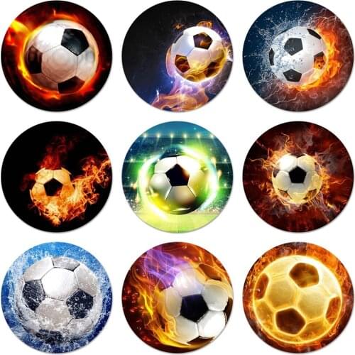 58mm Soccer Ball Game Time Icons Pins Badge Decoration Brooches Metal Badges For Backpack Decoration