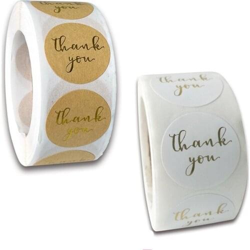 1 Inch Round Natural Kraft Bronzing Thank You Sticker Seal Labes Scrapbooking Handmade Baking Decor Stationery Stickers 500pcs