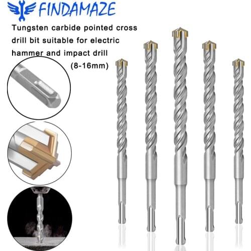 1pcs Square Shank Cross Electric Hammer Drill Bit Cemented Carbide Two-pit Two-slot Impact Drill Bit Wall Hole Concrete Punching