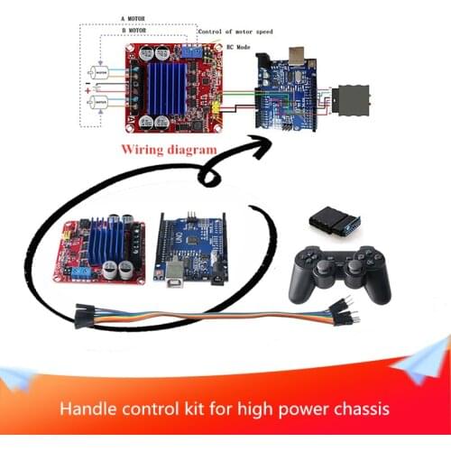 2-way High Power Handle/WiFi/Bluetooth Control Kit for DIY Heavy Load and High Power Metal Tank Chassis Car with 2pcs Motors
