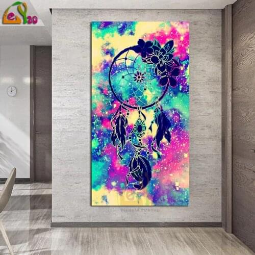 5D DIY Diamond Painting Dream Catcher Flower Feathers 5D Full Round/Square Diamond Embroidery Cross Stitch Mosaic Decor Gift