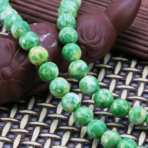8mm Accessories Green Multicolor Riverstones Rain Flower Rainbow Stone Round Beads Loose Crafts Fashion Jewelry making 15inch
