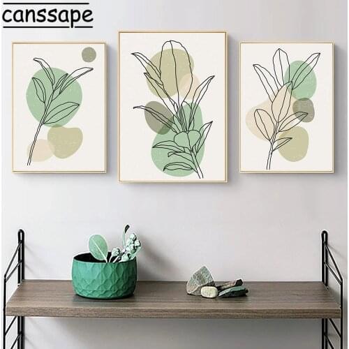 Abstract Posters And Prints Line Leaves Wall Painting Plant Print Modern Canvas Poster Nordic Wall Pictures Living Room Decor