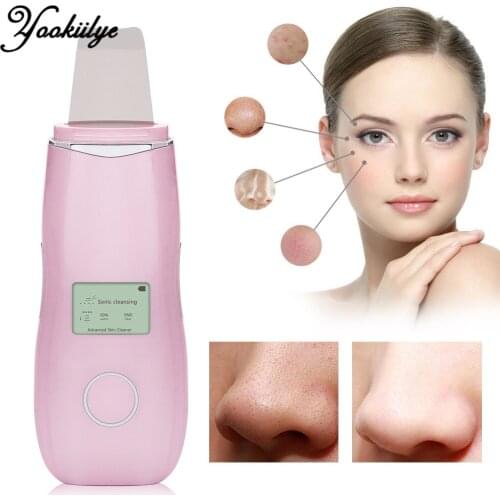 EMS Ultrasonic Skin Scrubber Facial Deep Cleaner Blackhead Remover Peeling Shovel Face Massage Beauty Device with LCD Display