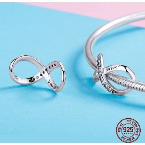 Auffik infinity love charms fit original bangle & bracelet beads charm 925 sterling silver necklace pendant jewelry DIY 2019 new