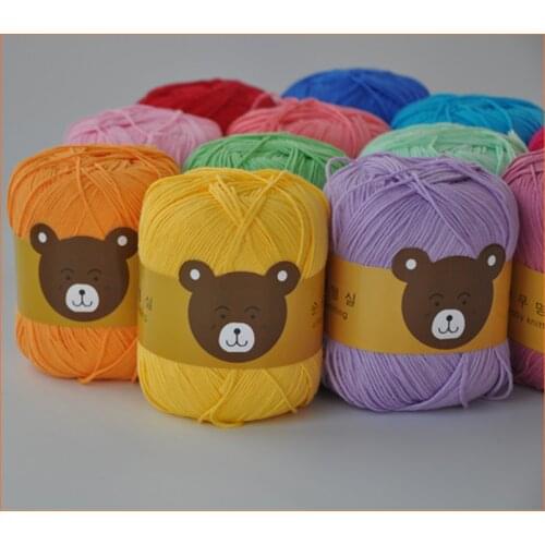 Free Shipping 50g/ball 100% Organic Cotton South Korea Cotton Hand Knitting Special Baby Fine Cotton Yarn Cotton Milk B