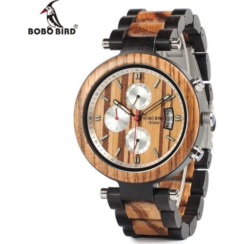 BOBO BIRD Multi-function Wooden Band Watches Luxury Brand Gifts Item Men Wrist Watch Male Relogio C-P17 Accept DROP SHIPPING