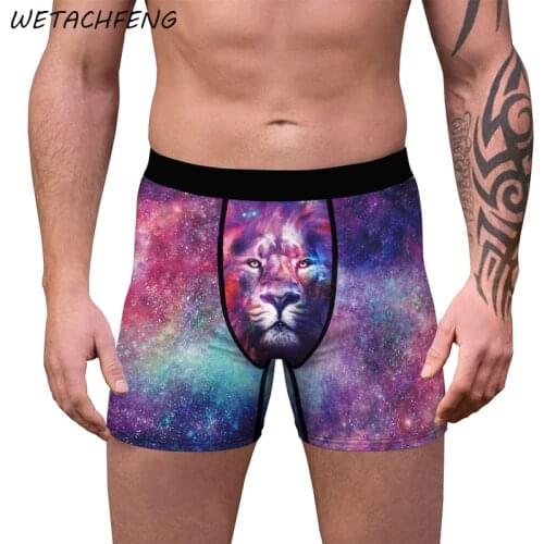 Tie Dye Lion Printed Big Size Men Boxers Shorts Summer Sexy Mid-Waist Tight Breathable Mens Briefs Underwear Male Short Pants