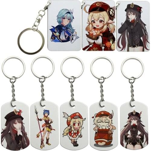 Game Genshin Impact Key Chains xianglin Klee hutao eula Cosplay Cute Character Keychain Pendant Keyring for Girl boy Gifts