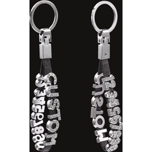 Custom Car Keychain Personalized Customized Name OR Telephone Number Keyring Cubic Zircon Key Chain For Car Anti-lost Keychain