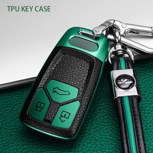 TPU Car Key Case Cover for Audi 2018 2019 A4 Allroad B9 Q5 Q7 TT TTS Remote Smart Key Case Cover 3 Buttons Auto Keychain
