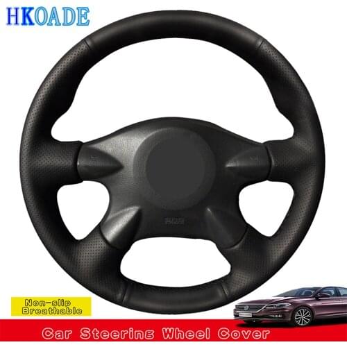 DIY Black Non-slip Artificial Leather Steering Wheel Cover For Infiniti M45 2003-2004 Renault Samsung SM3 2005 Nissan Almera N16