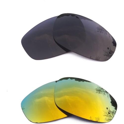 Black & 24K Gold Mirrored Polarized Replacement Lenses for Split Jacket Frame 100% UVA & UVB
