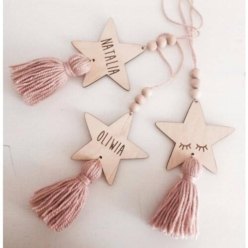 Wood Bead Garland Kid Room Wall Hanging Ornament Farmhouse Beads Rustic Country Decor Home Decor