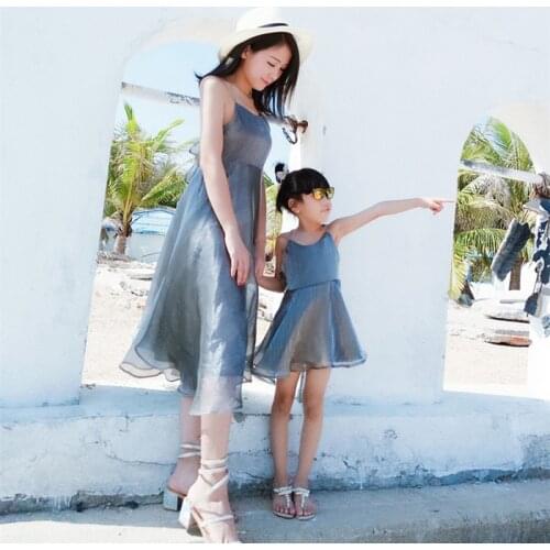 Family matching mother daughter mommy and me clothes family look girls korean clothing women summer beach dress outfits 42