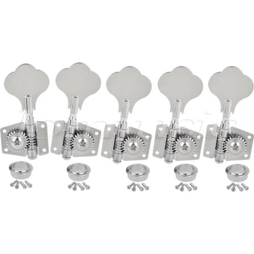 Kmise Chrome 5 String Bass Tuning Pegs Machine Heads Bass Tuners 4R1L
