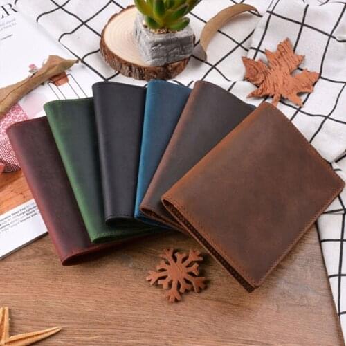 Leather Passport Holder Cover Travel Card Holder Carved Flower Retro Style