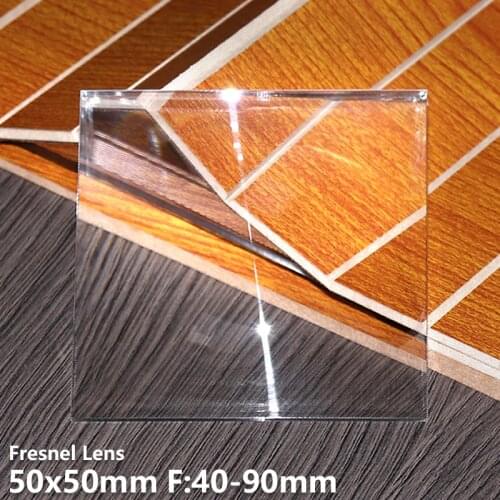Fresnel len 50x50mm F40mm sample focal lengths high definition for led light Stage lights Flashlight diy Projector Customizable