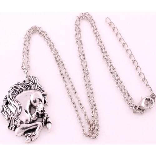 Best Price High Quality Antique Sliver plated HORSE pendant link chain necklace