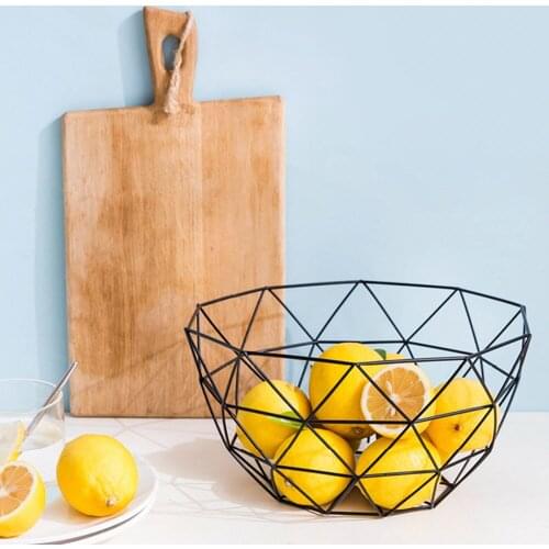 Scandinavia Metal Storage Basket Desktop Black Sundries Wrought Iron Basket Home Kitchen Vegetable Fruit Organizer Basket