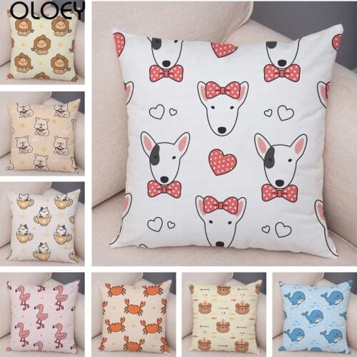 Cute Cartoon Patchwork Animal Cushion Cover Decor Dog Lion Flamingo Elephant Pillow Case for Children Room Sofa Plush Pillowcase