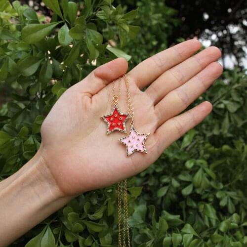 Fashion gold color jewelry lucky charm enamelled star pendant necklace for women designed for the party jewelry gift