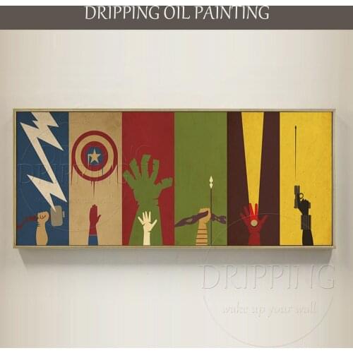 Fashion Design Nordic Wall Painting Artist Pure Hand-painted Super Heroes Oil Painting Comics Hero Oil Painting for Living Room
