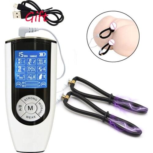 Strongest BDSM Power Box,Electric Shock Anal Vaginal Plug Ring Masturbator Big Anus Clit Electrical Stimulator Sex Toy For Women