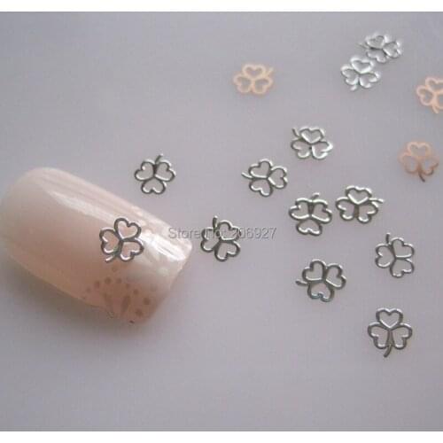 MS263-1 100pcs Silver Cute Leaf Metal Sticker Nail Art Metal Sticker Nail Art Decoration Non-adhesive Sticker