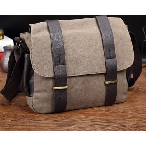 Mens Brand Canvas Messenger Bag Casual Designer Shoulder Bag Crossbody Bags Business Laptop Bag Retro Women Vintage Large Solid