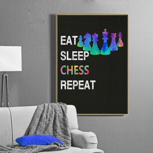 Chess Repeat Wall Art,Great Gift Idea for Chess Players and Lovers of the Original Game of Kings HD Print Wall Art Canvas Poster