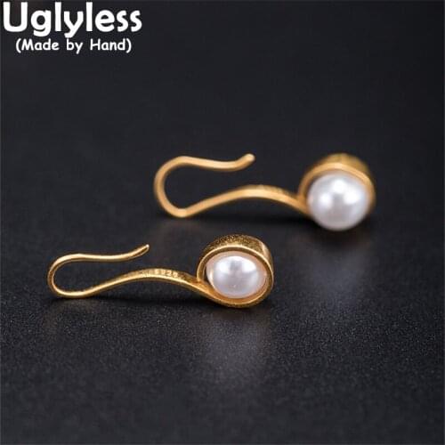 Uglyless Real Natural Pearls Elegant Dress Earrings for Women 100% 925 Silver Wrapped Pearls Brincos Delicate Gemstones Jewelry