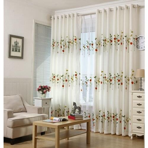 Ladybug Embroidered Curtains for Kids Living Room White Tulle Window Curtain for Childrens Bedroom Window Treatment Drapes