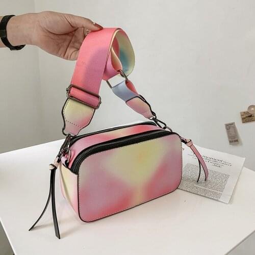 Pu Camera Bag 2021 New Fashion Rainbow Color Cute Girl Beautiful Single Shoulder Messenger Bag Satchel Purses and Handbags