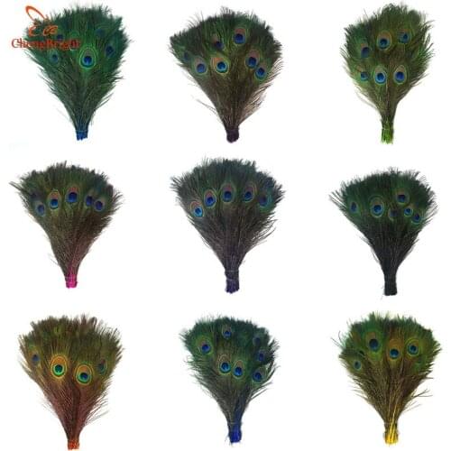 CHENGBRIGHT 200 Pcs/lot Quality Peacock Feathers 25-30 CM Beautiful Natural Peacock Feather Diy Jewelry Wedding Decorative Deco