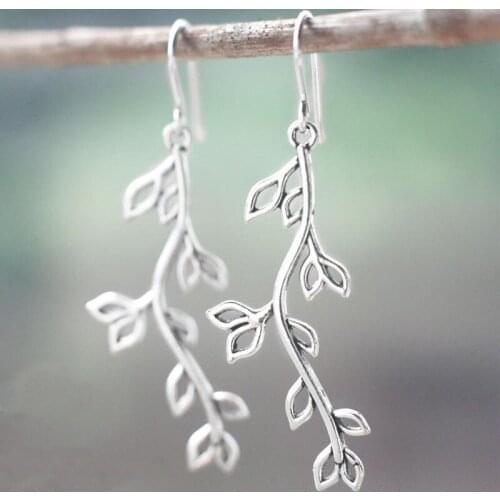 Filigree Tree Branch Leaf Dangle Earrings for Women Vintage Retro Unusual Statement Ethnic Drop Earings Fashion Jewelry 2021